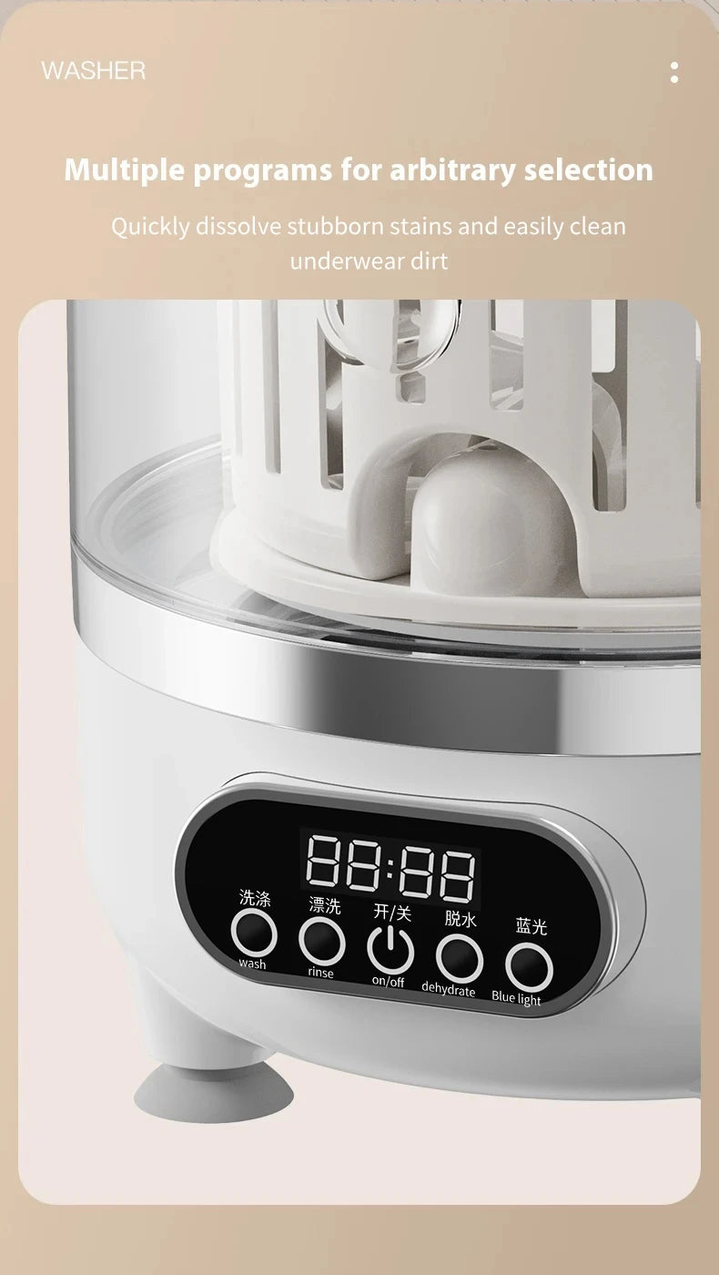 Mini turbo washing machine fully automatic small USB charging portable sock and underwear specific washing dehydrate machine