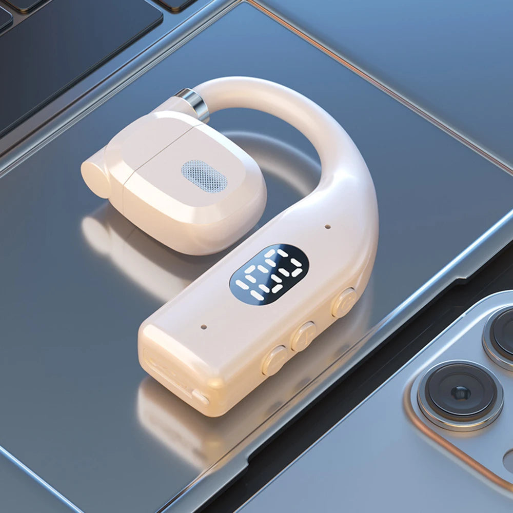 LED Single Earphones Long Standby Business Headphones Waterproof Mono Headset Outdoor Call Bluetooth5.3 Wireless Earbuds