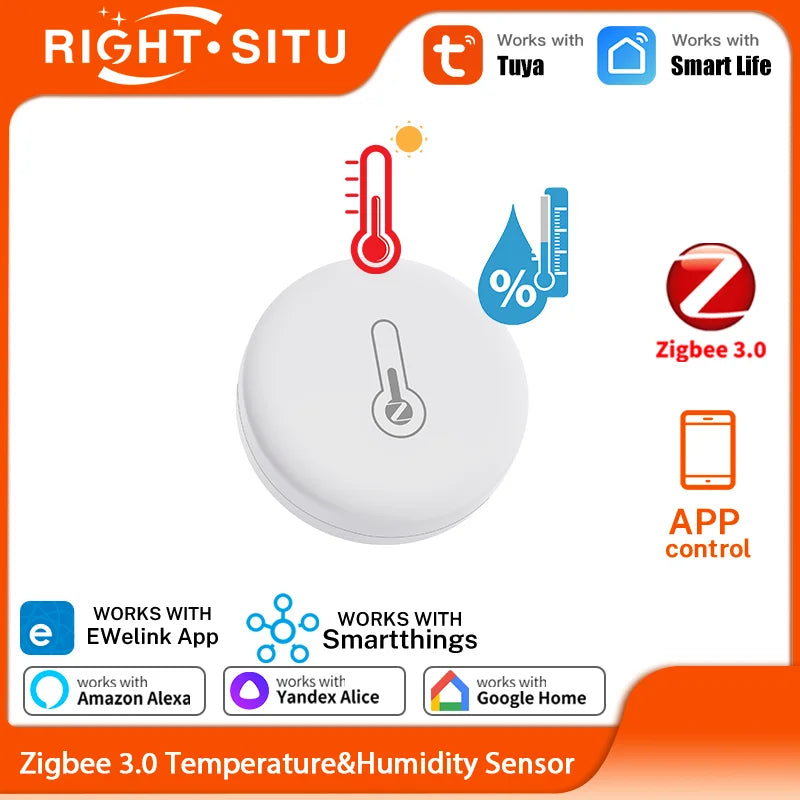 Smart Zigbee 3.0 Temperature Humidity Sensor App Remote Control Thermometer Monitor Works With EWelink Zigbee2Mqtt ZHA Alexa