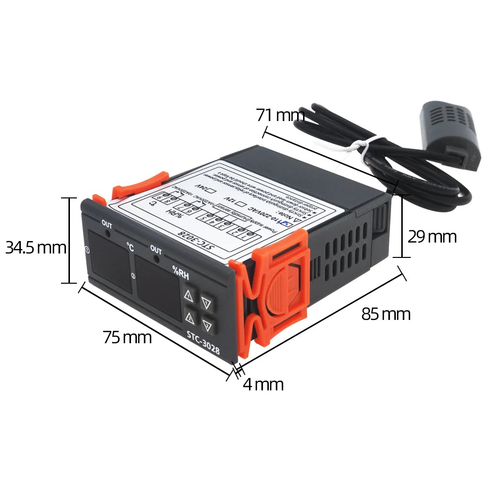 Digital Thermostat STC-3028 Temperature Humidity Controller Thermostat Humidistat Thermometer Hygrometer Control Switch 12V 220V