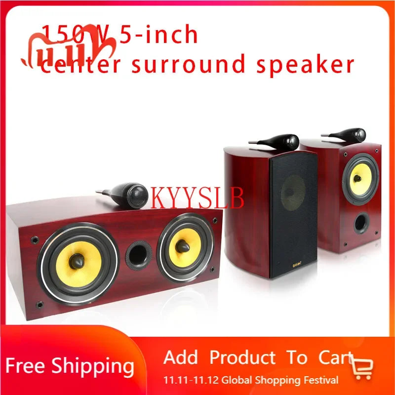 150W 5.5-inch Hi-fi Center Surround Speakers Home Theater Passive Center Speaker Set High Power Hi-fi Speaker Bookshelf Speaker