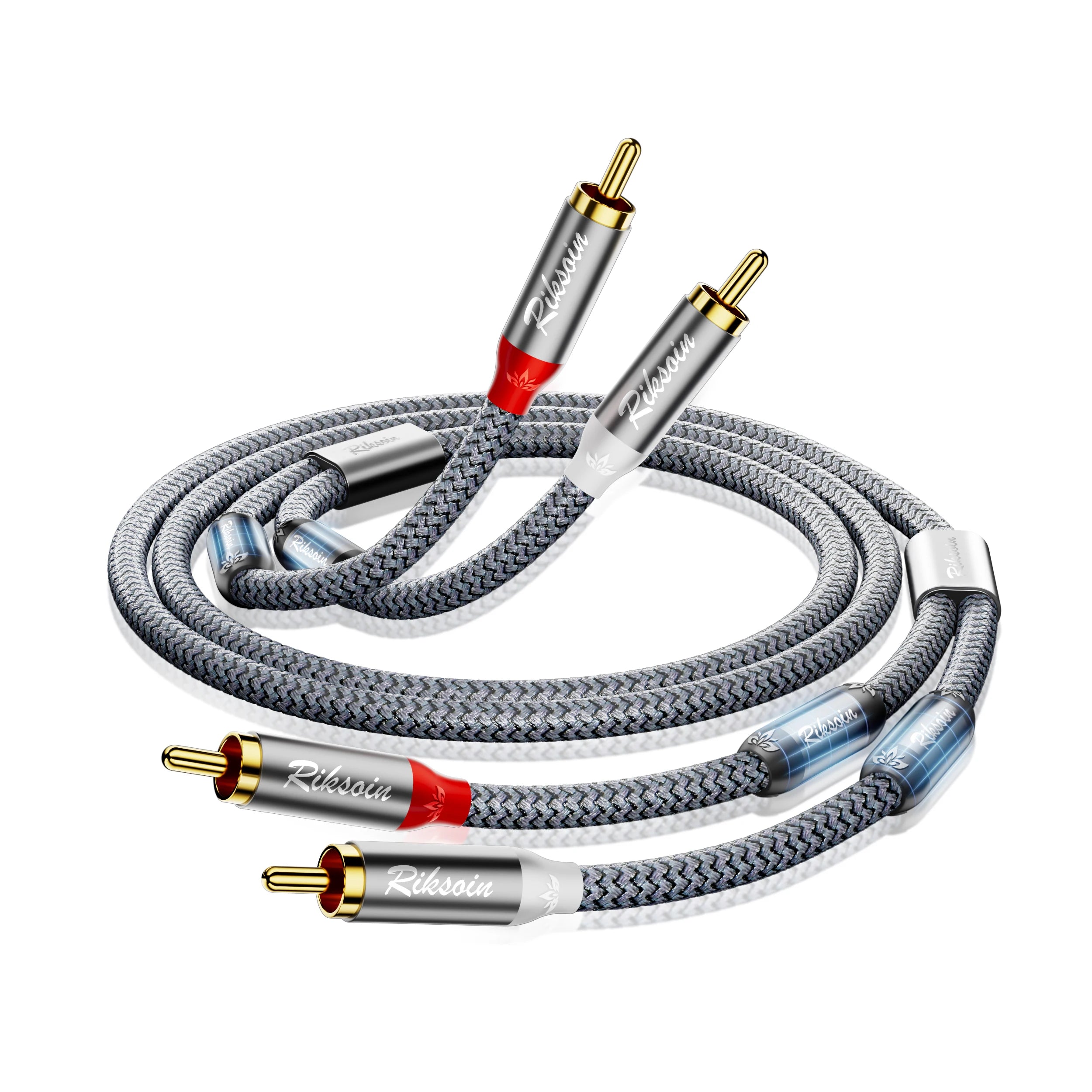 2RCA Male to 2RCA Male Stereo Audio Cable with Magnetic Ring Supports [Hi-Fi, Shielded] Aux Audio Cable for Home Theater, HDTV