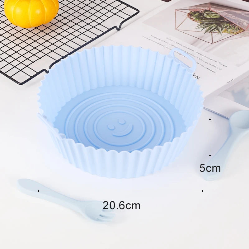 22cm Air Fryers Oven Baking Tray Fried Chicken Basket Mat AirFryer Silicone Pot Square Replacemen Grill Pan Accessories Tool