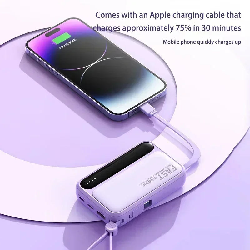 500000mAh Power Bank Large Capacity Built 4 In1 Cables Intelligent Digital Display Portable Battery For iPhone Huawei