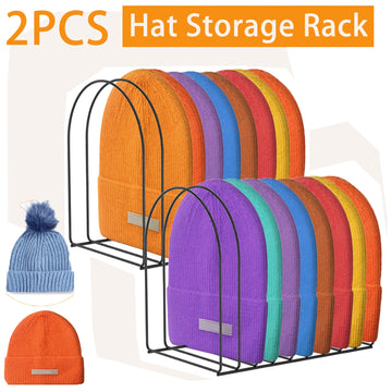 2Pcs Iron Knit Hat Wool Cap Storage Rack Winter Beanie Display Rack for home Wardrobe Closet Entryway Tabletop Hat Organizer