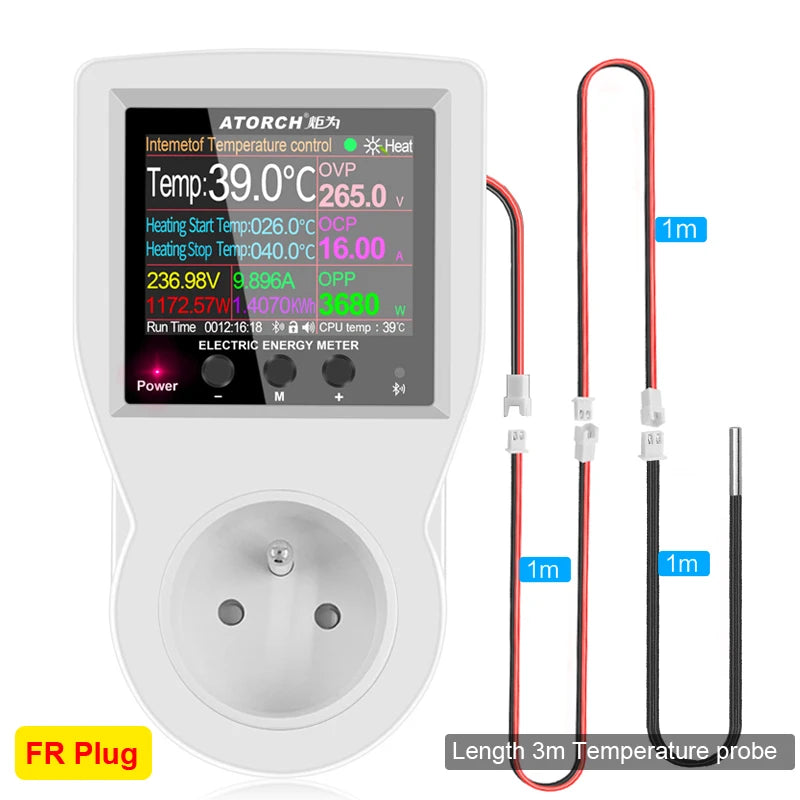 16A Tuya WIFI Digital Thermostat Socket Incubator AC220V Temperature Controller With Timer Switch Cooling Heating 3M NTC Sensor