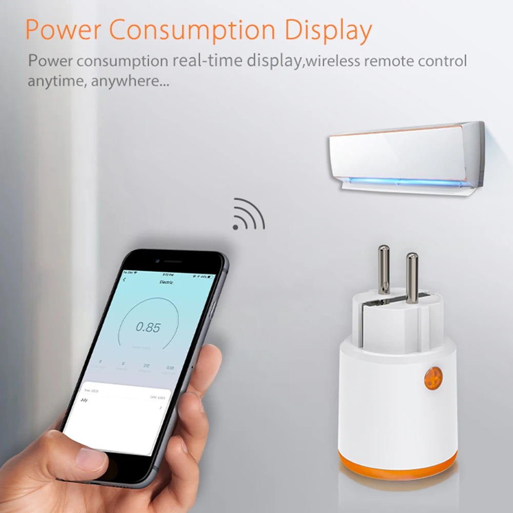 Smart Zigbee Plug Socket 3680W 16A Power Energy Monitoring Timer Switch EU Outlet Home Assistant Zigbee2mqtt