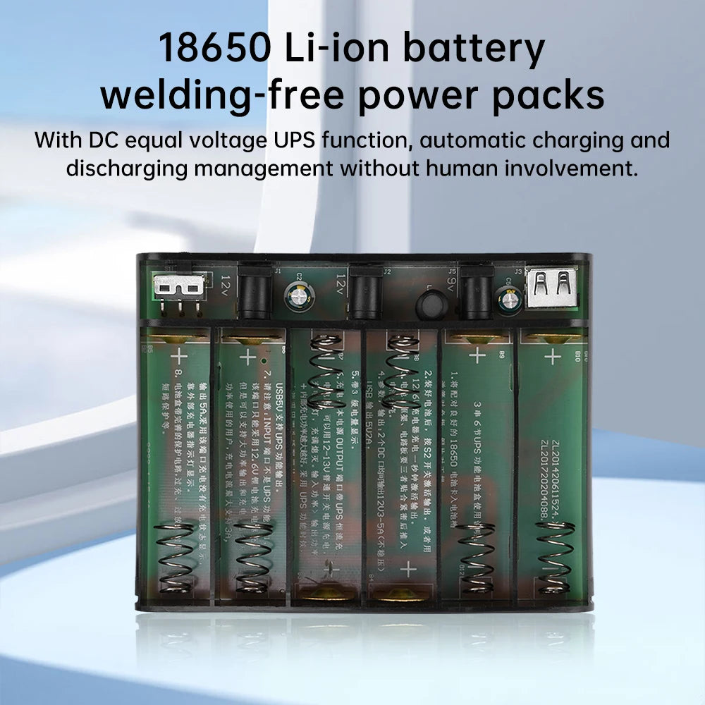 5V9V12V Output Power Bank Box for Cellphone Power Storage Case Tablet Modem 6x/3x 18650 Battery UPS Uninterrupted Power Supply