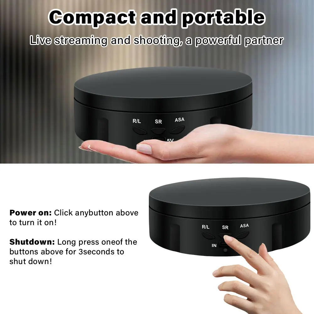 Motorised Rotating Mirror Display Stand,360 Degree Turntable, Jewellery Holder,USB Power Supply, Rotating Shooting, Three Speeds