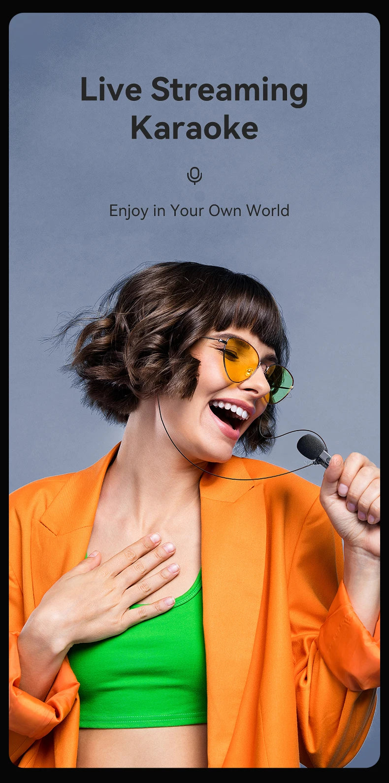 Wired HiFi Headphones with Mini Condenser Microphone Bass Dynamic Earphone Noise-Cancelling Headset for Sports Music Karaoke