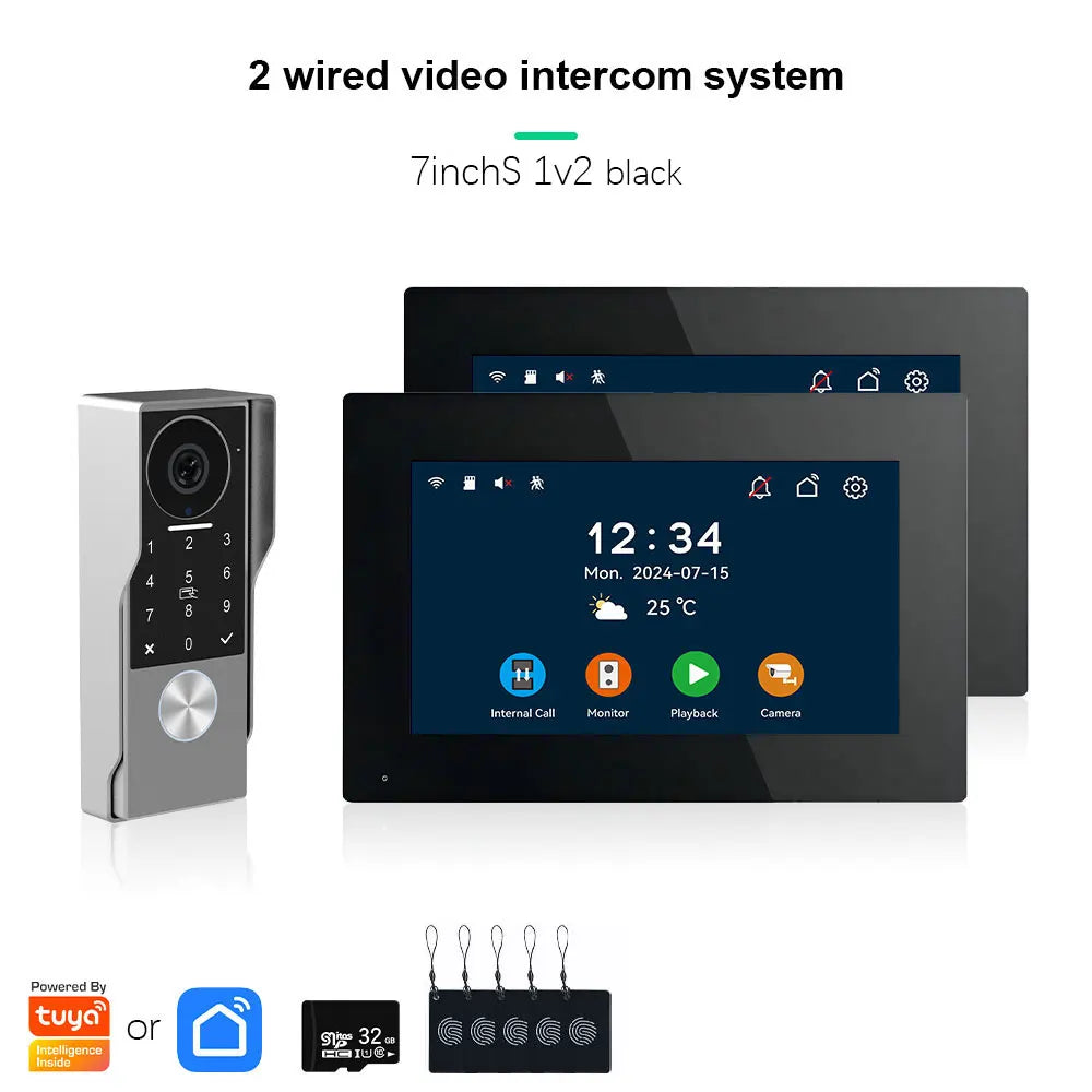 ANJIELO2Wire Digital Video Intercom System TUYA Smart 1080P Doorphone Camera Video Doorbell Support Gate DoorLockRemote Control
