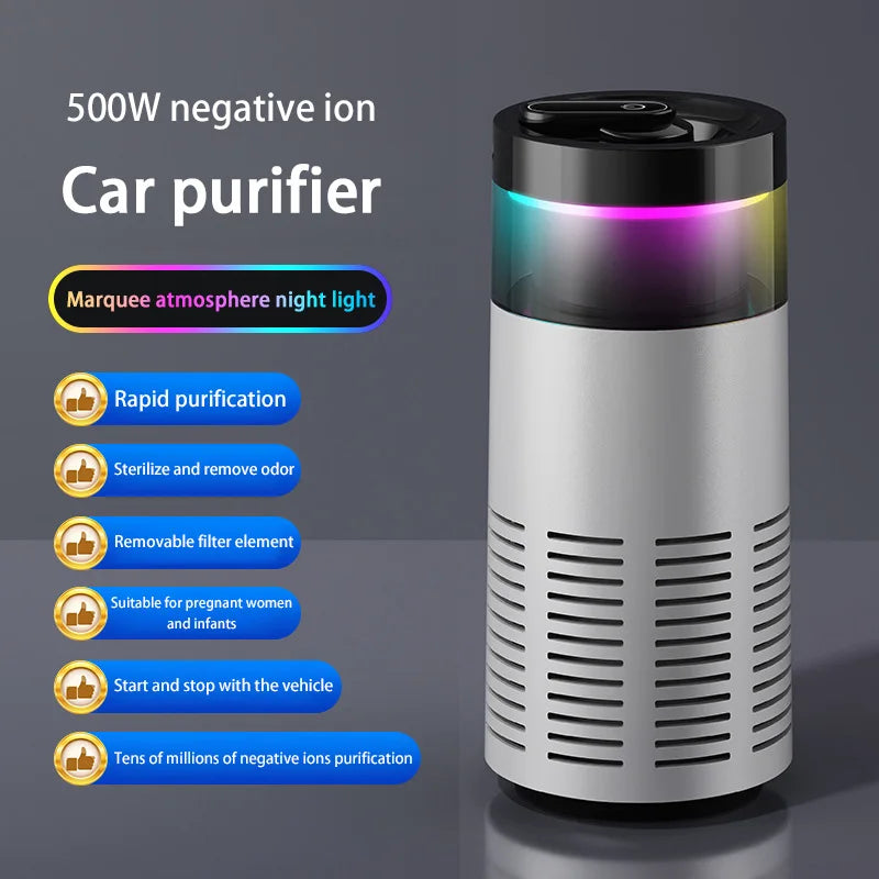 Car Air Purifier Rapid purification Removing Formaldehyde Odors Inside Car Negative Ion Ambient Light Car Air Purifier 2026