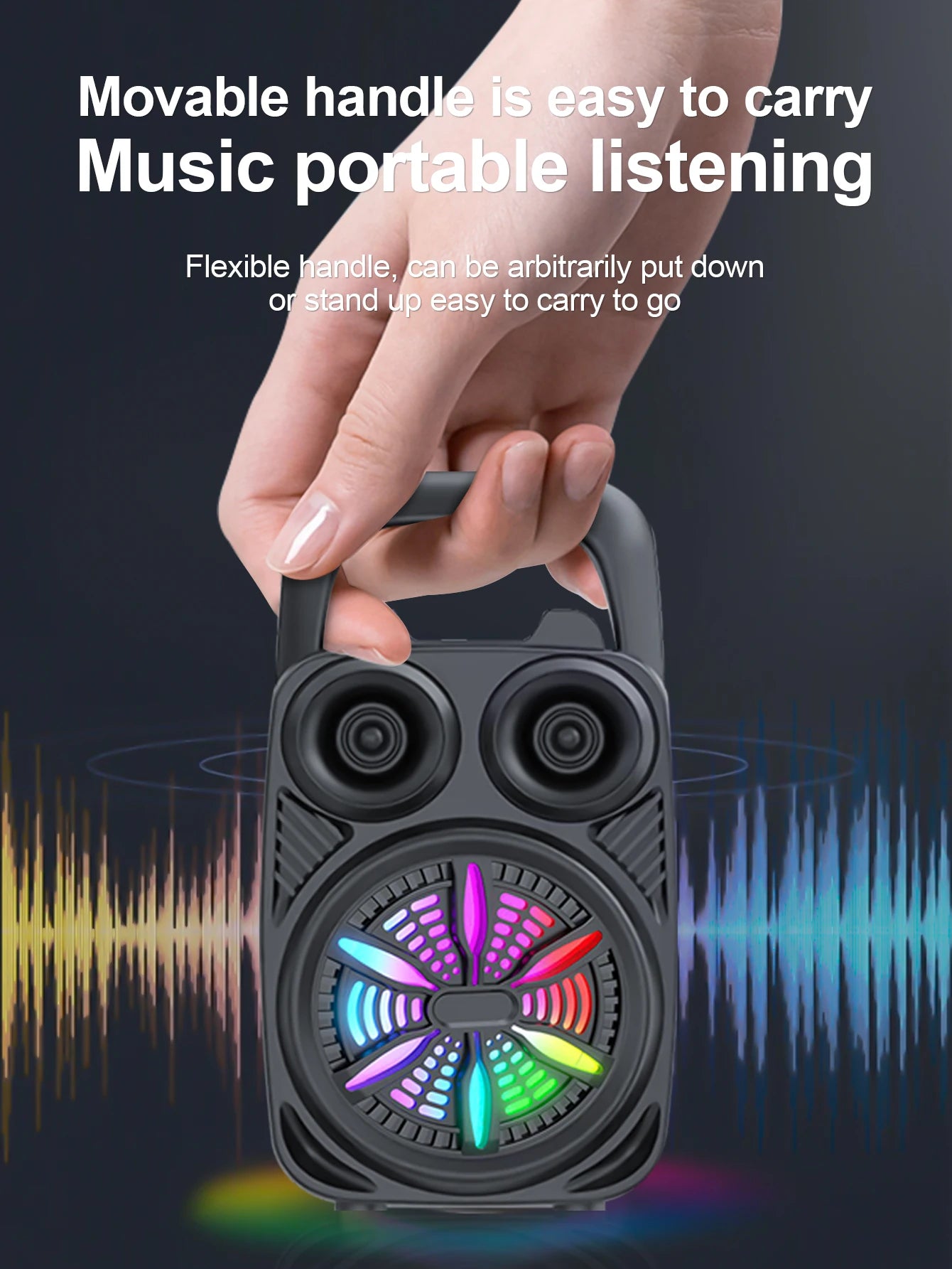 500mAh Bluetooth Speaker Sound box High Power Bluetooth Speakers TF/FM/USB/TWS/BT Handheld Sound Subwoofers For Dancing