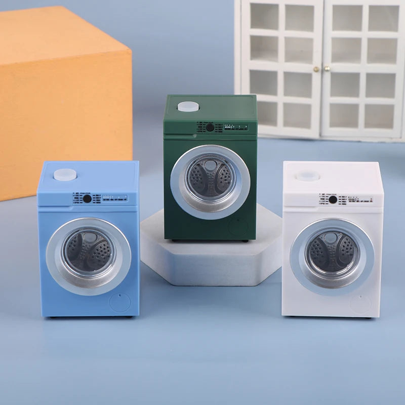 1Pcs Dollhouse Miniature Simulation Washing Machine Drum Washer Laundry Model Dollhouse Home Appliance Model Decor Toy