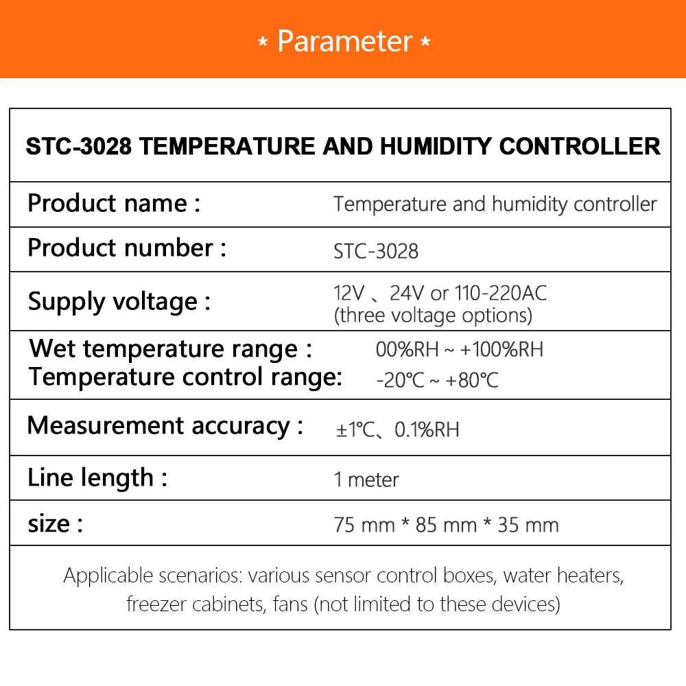 STC-3028 Wired Temperature Controller Digital Thermostat Controller Temperature And Humidity Controller Sensor AC 220V DC12V 24V