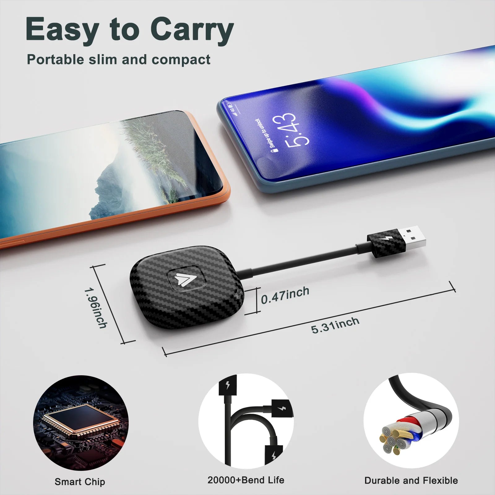 Wireless Android Auto car Adapter, Wireless Carplay Dongle Convert Wired to Wireless For android/iPhone Plug and Play