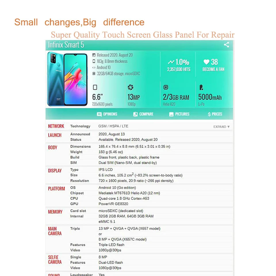 10Pcs/Lot For Infinix Smart 10 9 8 Plus 7 6 HD 2021 Touch Screen Panel Front Outer Glass LCD Lens Smart 4 5 Pro Glass With OCA
