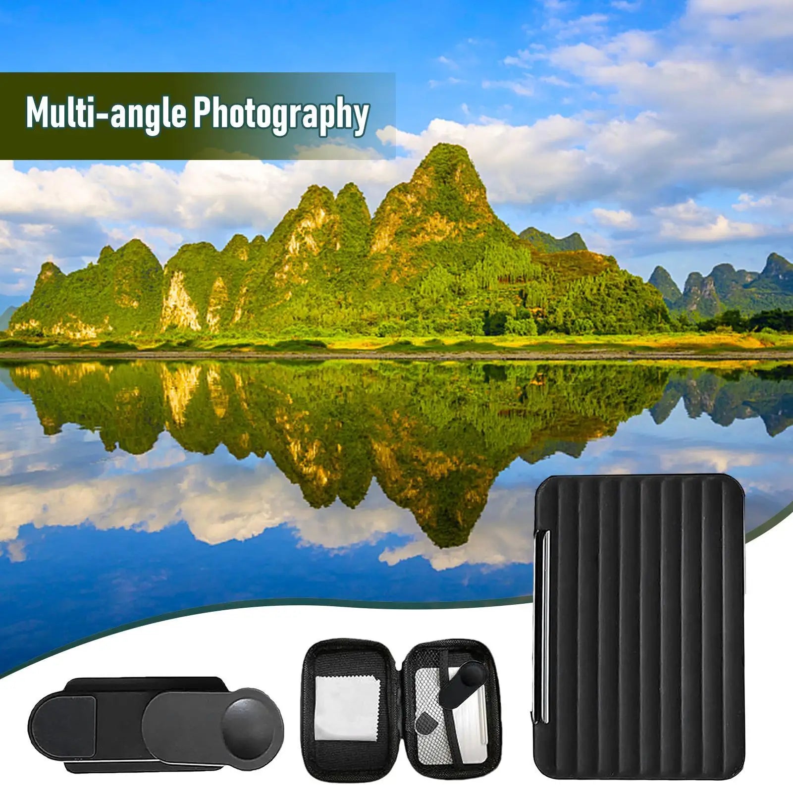 Mirror Reflection for Phone Camera Glass Mirror Clip Set for Phone Camera Creative Photo Tools Adjustable for Vlogger