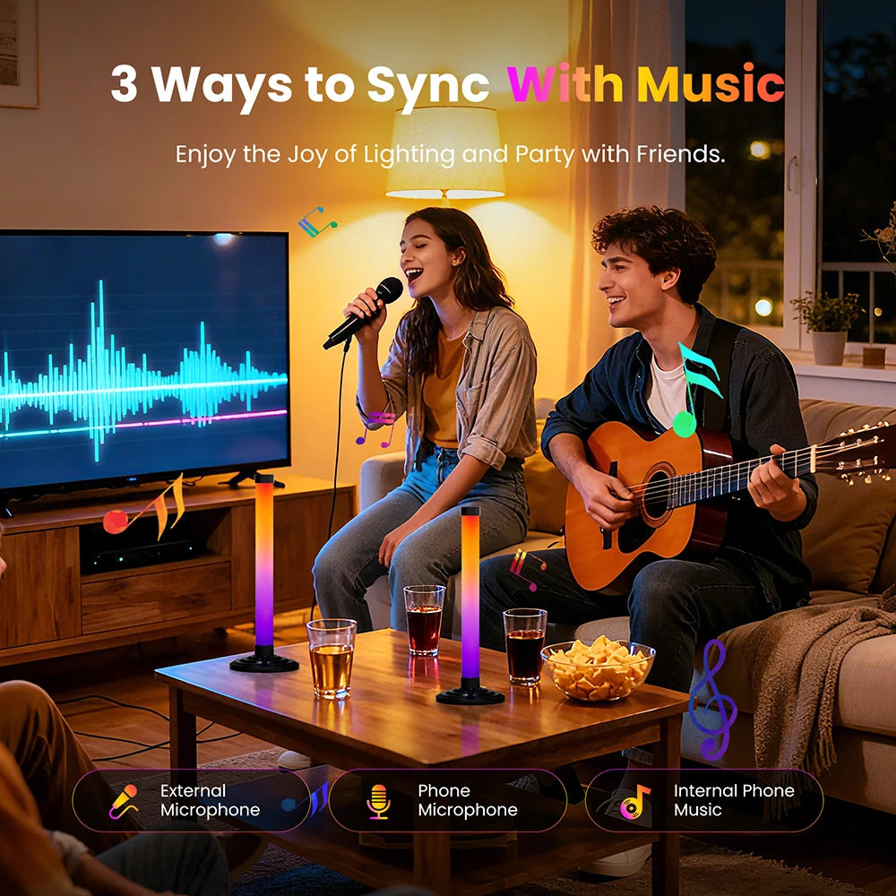 5V USB Powered RGBIC LED Light 16 Color Smart WS2812B Bluetooth APP Music Sync TV Backlights Music Rhythm RGB Bar Home Lighting