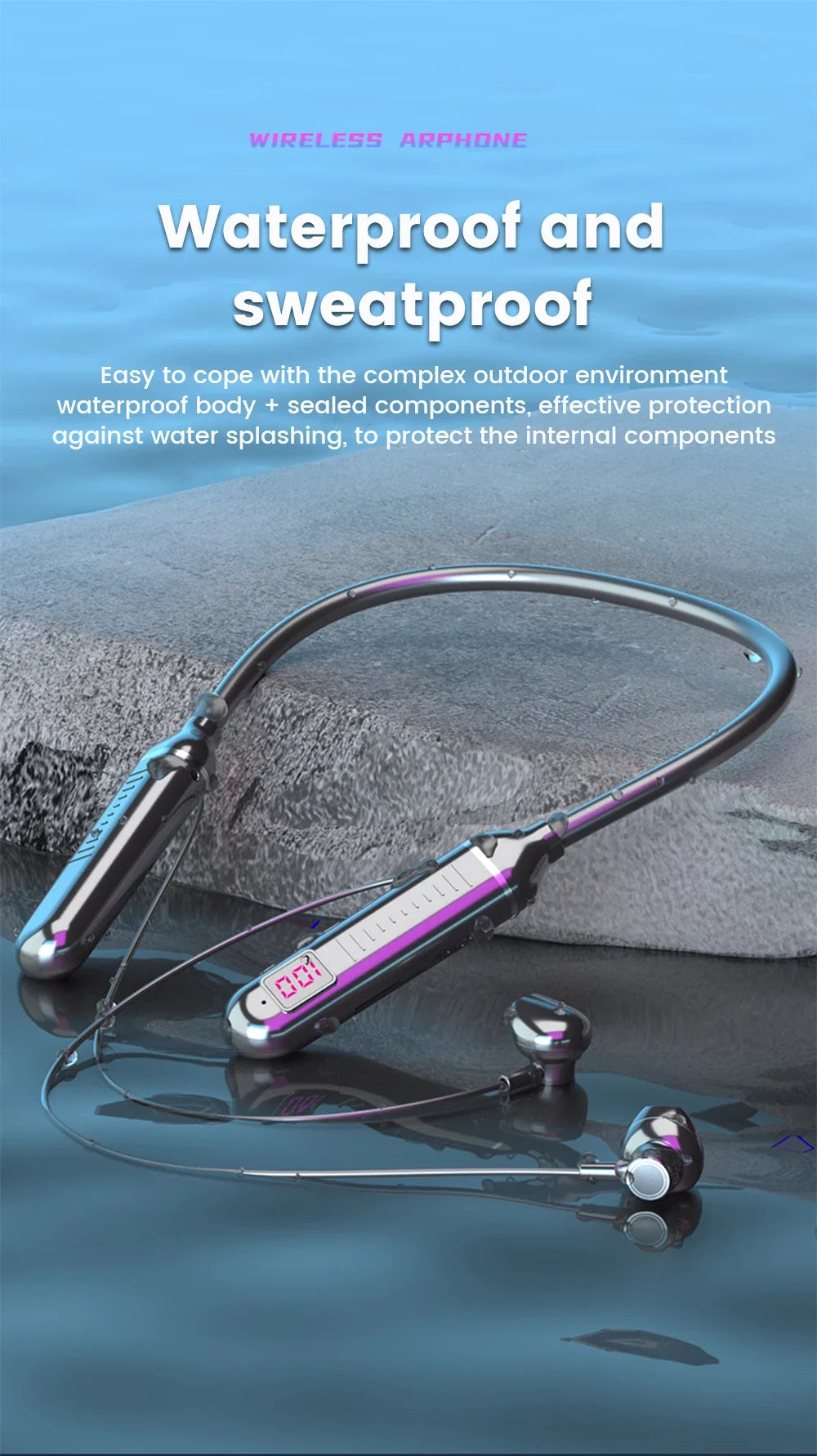 HyperWave 5.3 Wireless Neckband Gaming Earphones - LED-powered sound