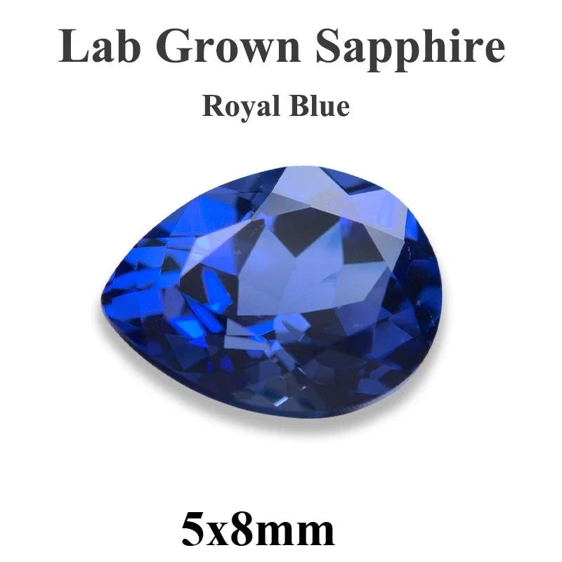 Lab Grown Sapphire Pear Cut Multiple Colors Available VVS1 Gemstone DIY Jewelry Making Materials with Selectable Certificate