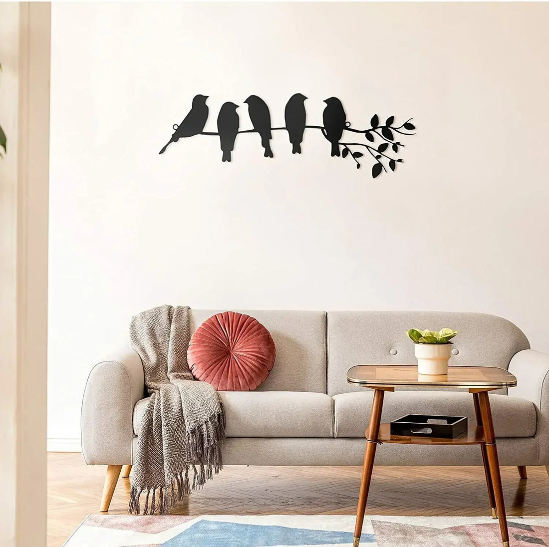 Metal Bird Wall Art 5 Birds on the Branch Wall Decor Leaves with Birds Sculpture Wall decor metal wall hanging Room Decor