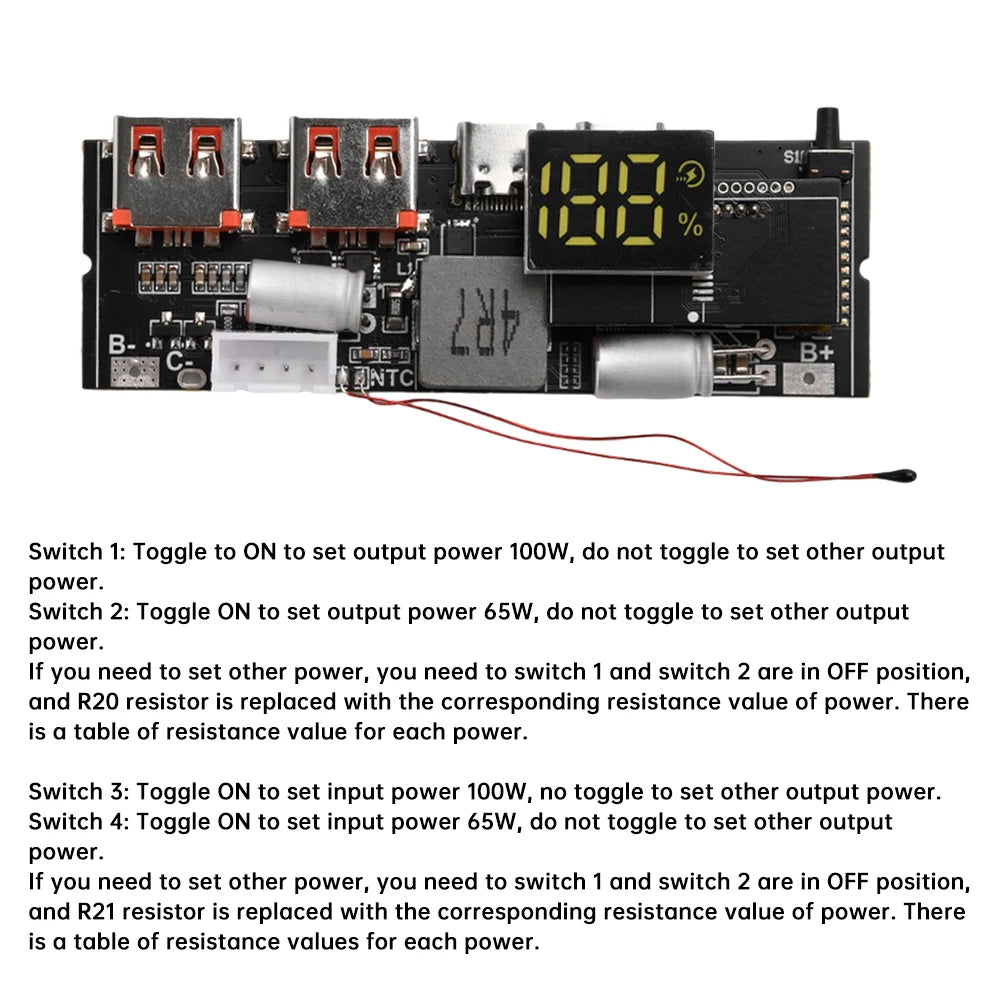 3S 4S 5S 65W 100W Power Bank Dual Type-C Bidirectional Super-Fast Charging Module Power Bank Circuit Board