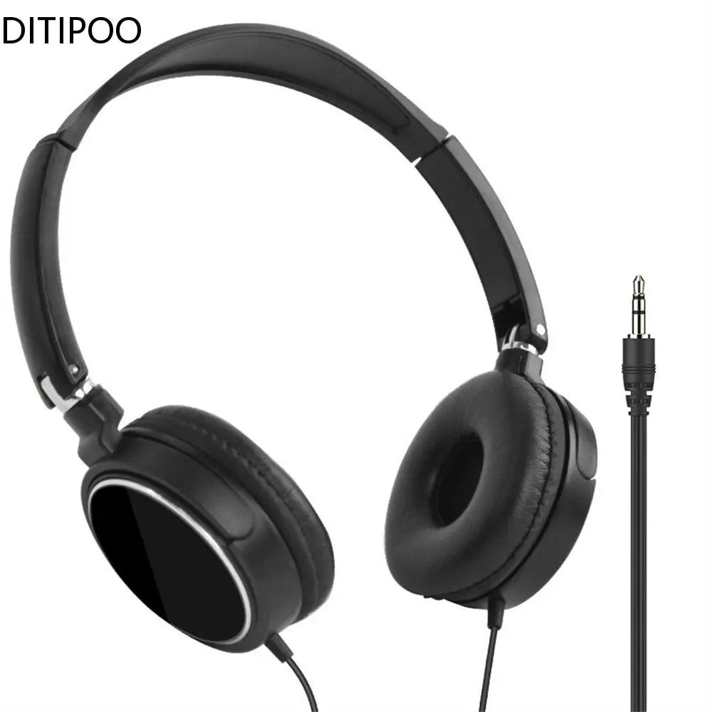 Universal Headphone Over Ear Foldable Wired Earphones HiFi Stereo Sound Portable Headset 3.5mm