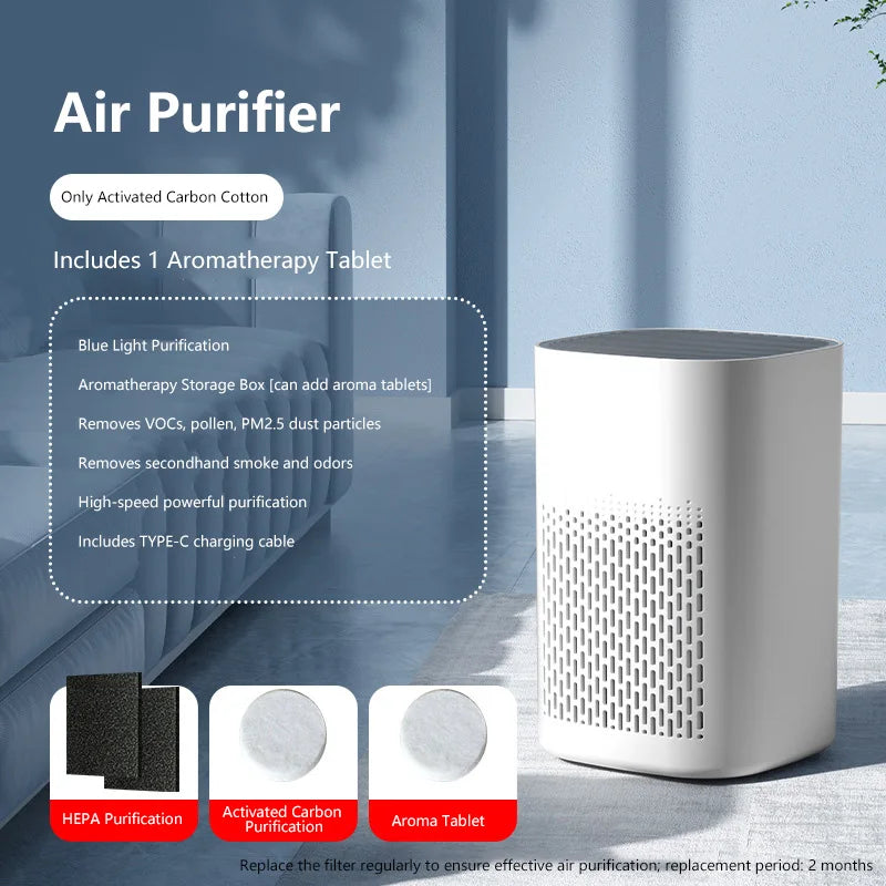 Air Purifier Smoke Odor Negative Ion Generator Household HEPA Air Purifier Efficient Purify Air Formaldehyde For Car Room