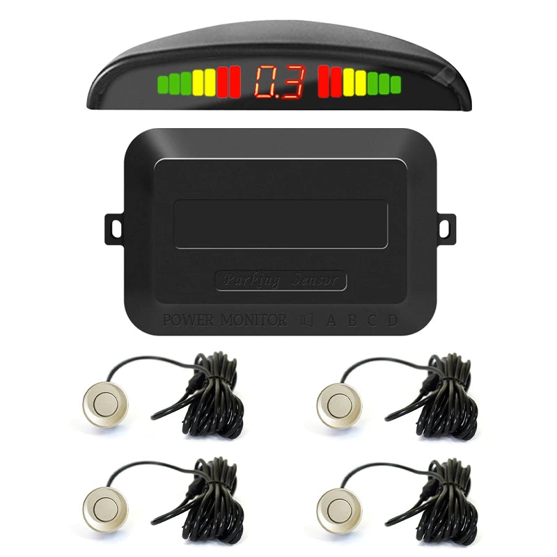 Hippcron 12V Car LED Parking Sensor Parking Kit Display Alarm With 22MM 4 Sensors Backlight Reverse Backup Radar Monitor System
