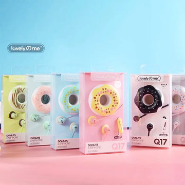  Q17 Macaron Donut Wired Earphones: Cute Cartoon Design & Clear Mic 