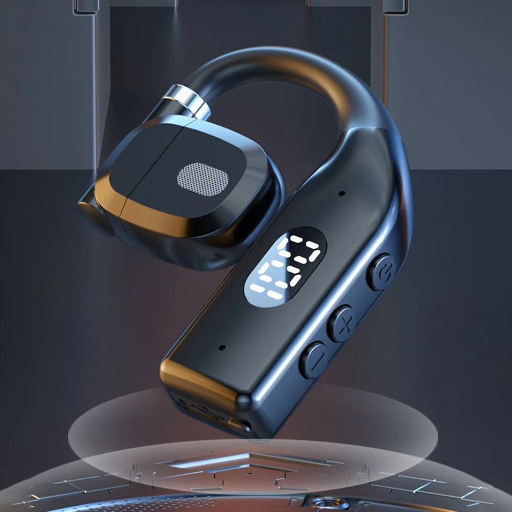LED Single Earphones Long Standby Business Headphones Waterproof Mono Headset Outdoor Call Bluetooth5.3 Wireless Earbuds