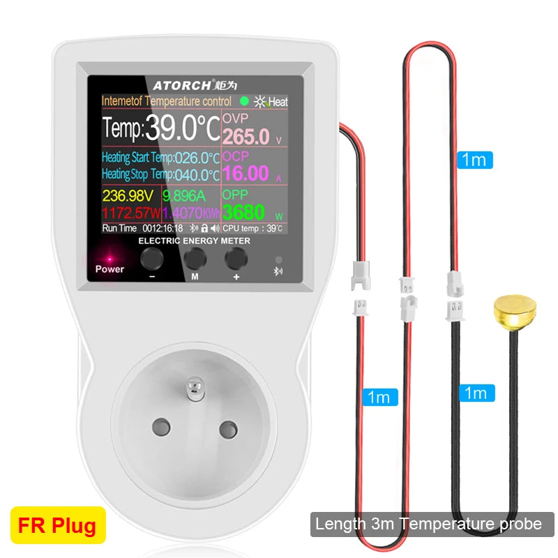 16A Tuya WIFI Digital Thermostat Socket Incubator AC220V Temperature Controller With Timer Switch Cooling Heating 3M NTC Sensor