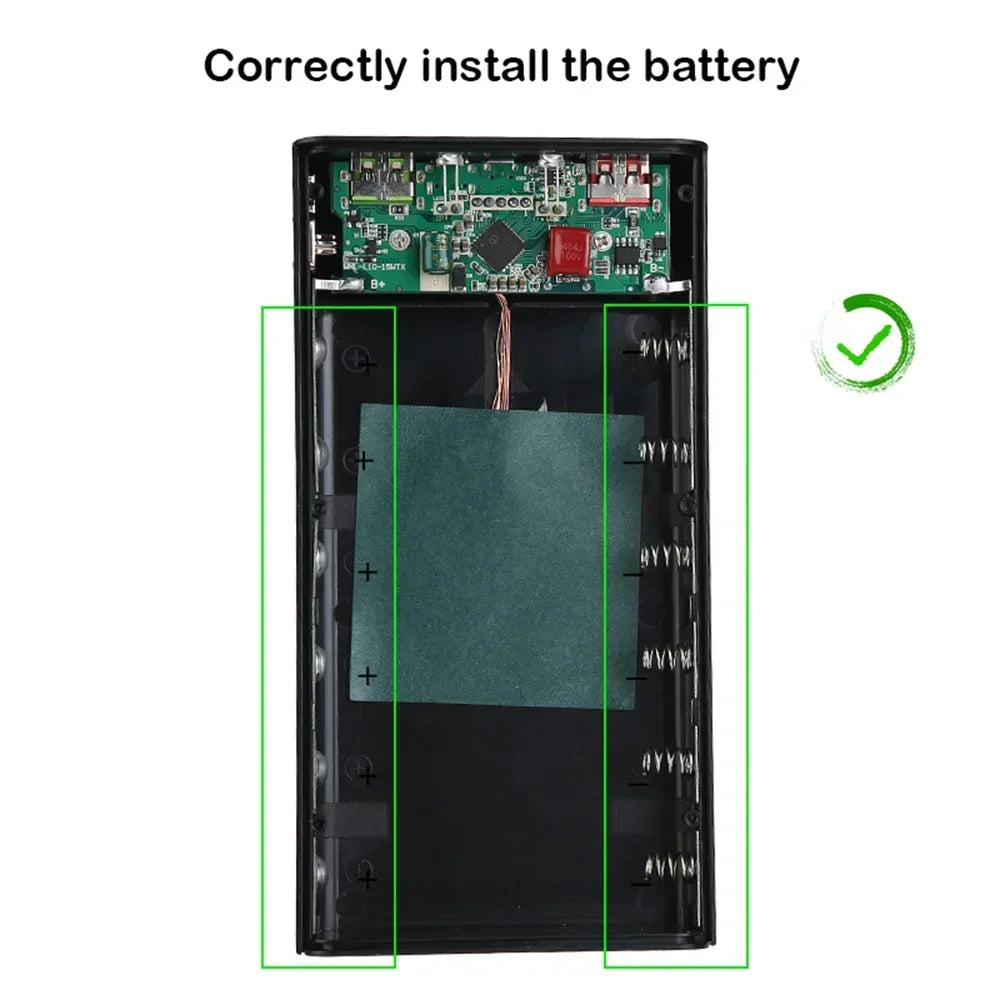 Battery Charger Box Power Bank Holder DIY Shell Case Dual USB 6x21700 With LED Light 21700 Battery Shell Storage Organize