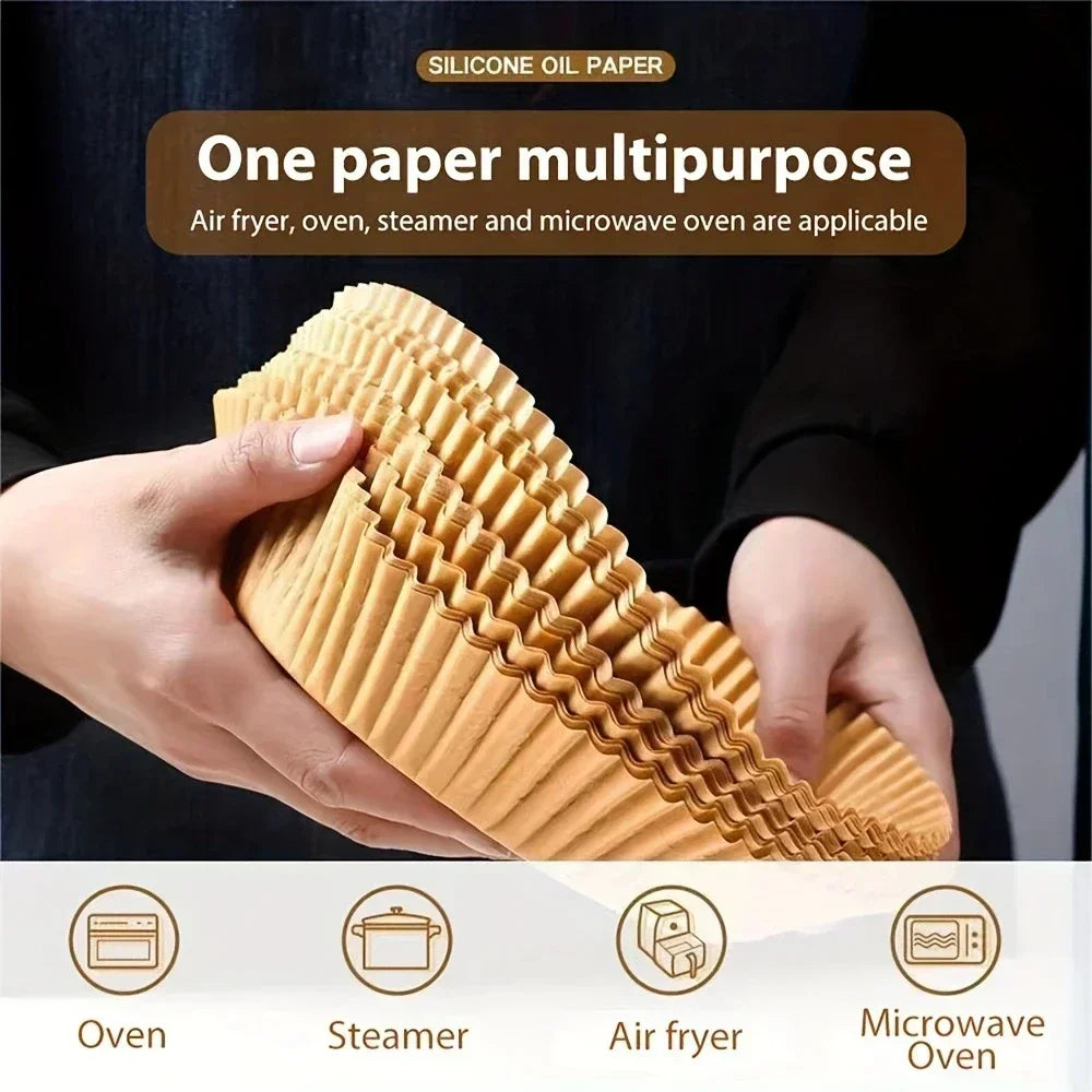 Air Fryer Disposable Paper Air Fryer Accessories Square Round Oil-proof Liner Non-Stick Mat for Kitchen Oven Baking