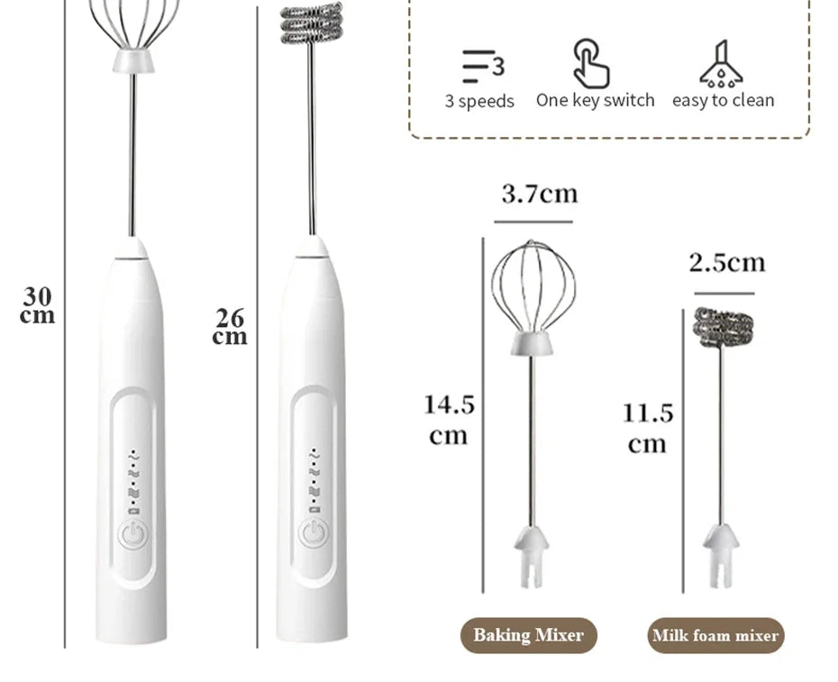 2-in-1 Kitchen Items USB Charging Electric Egg Beater Mini Blender Kitchens Accessories Mixer Household Gadgets Double Head Bar