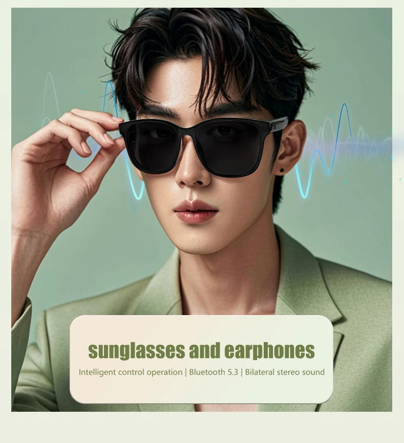 LIGE Fashion AI Smart Bluetooth Glasses Voice Assistant Bluetooth Call Playing Music Men Women Smart Sunglasses Camera Control