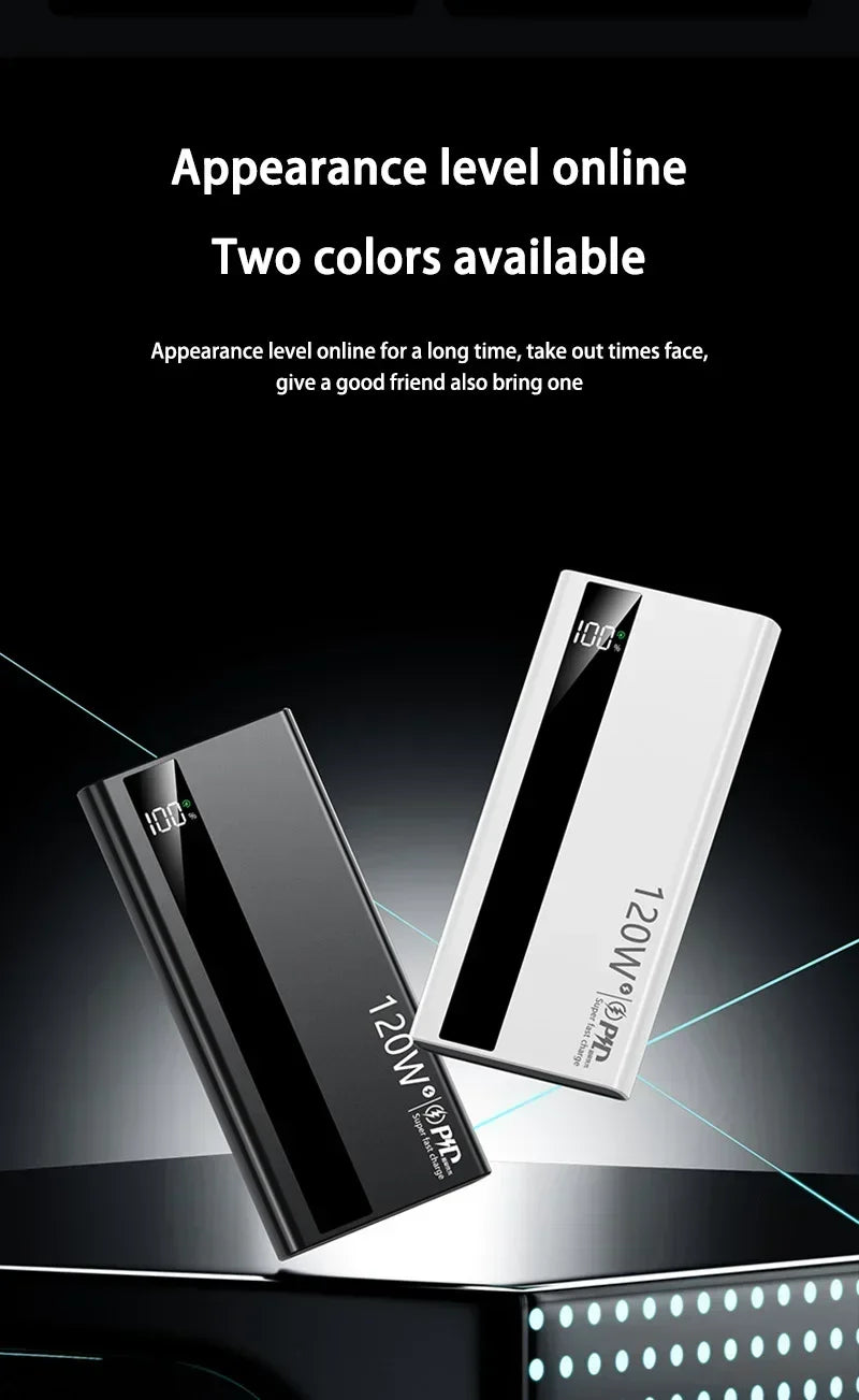120W Fast Charging Power Bank 500000mAh High Capacity External Battery Digital Display Portable Power Bank For Iphone17 Xiaomi17
