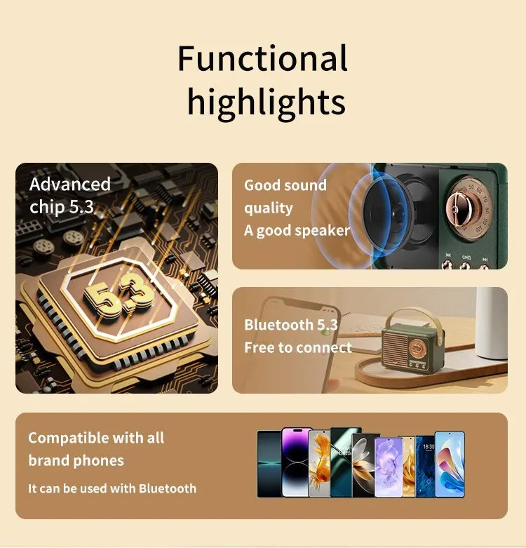 Caixa De Som Bluetooth Speaker Portable Sound Box Music Wireless Radio FM Mini Bocina Mp3 Coluna Column Blootooth Audio Baffle