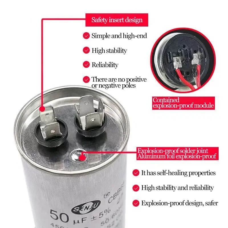 20UF25UF30UF 35UF 40UF 45UF 50UF 55UF 60-100UF CBB65 Air Conditioner Capacitor Compressor Motor Runs Starting Capacitor 450VAC