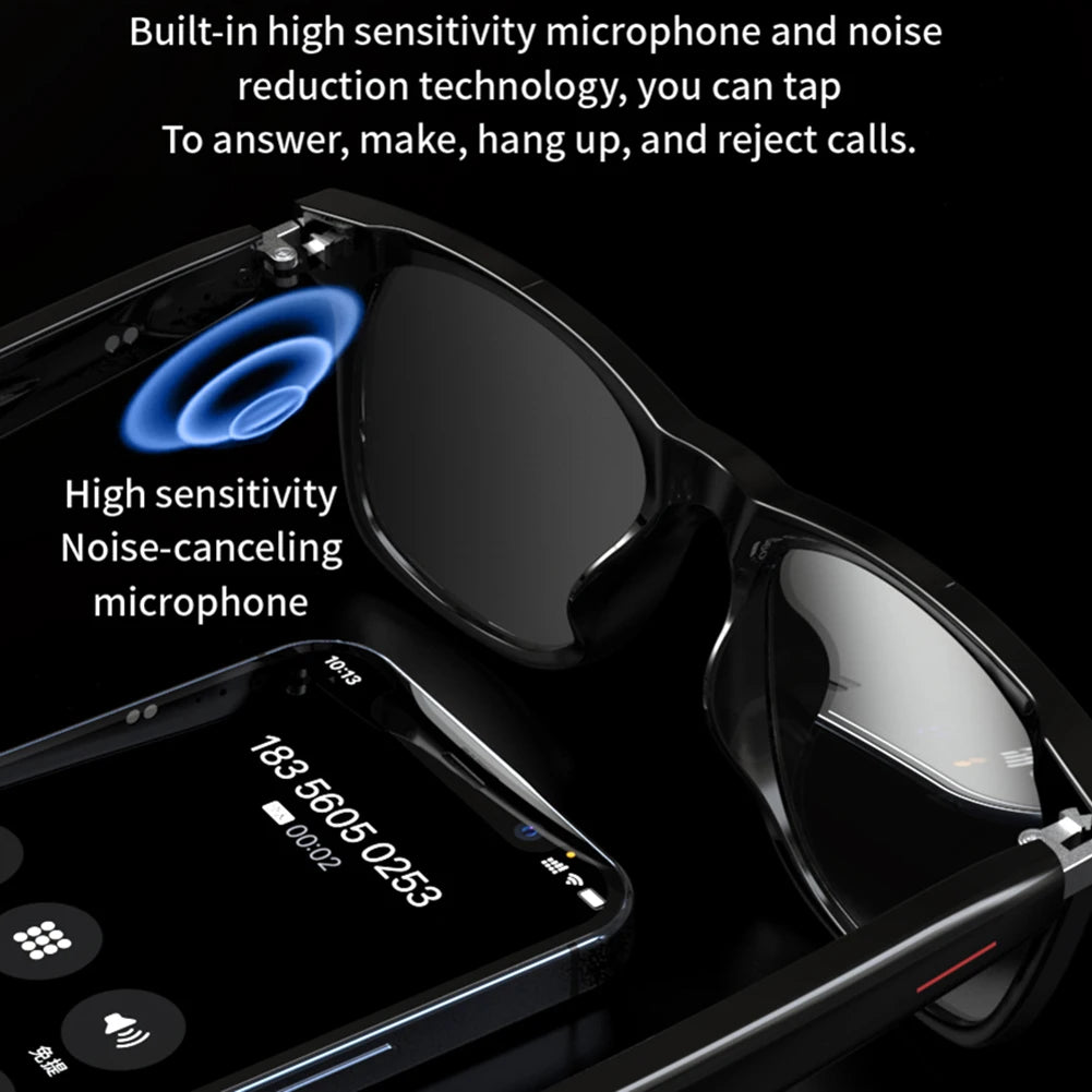 Smart Glasses AI Voice Assistant Camera Glasses BT Audio Glasses (Plain Glasses)