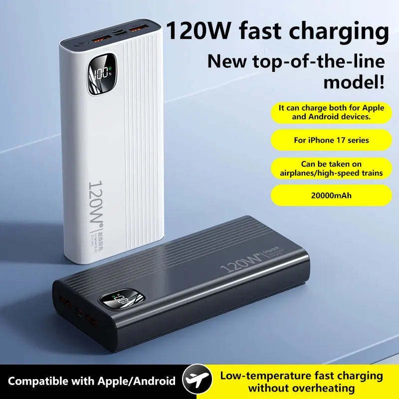 500000mAh Power Bank 120W Super Fast Charging Portable Mobile Power Digital Display Ultralarge Capacity External Battery 2026