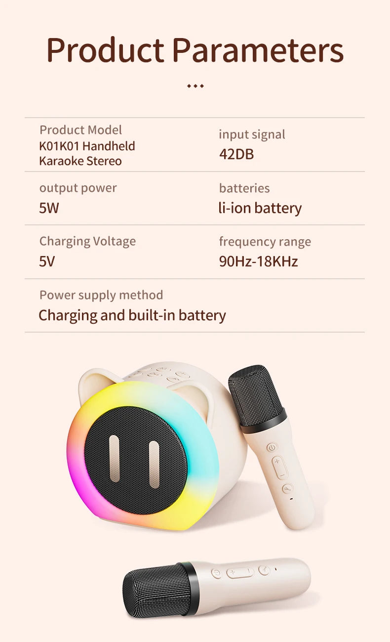 PARAMITA Bluetooth Speaker Portable Home Cute Karaoke Mini Wireless Audio with Microphone Home Karaoke Singing Machine Kids Gift