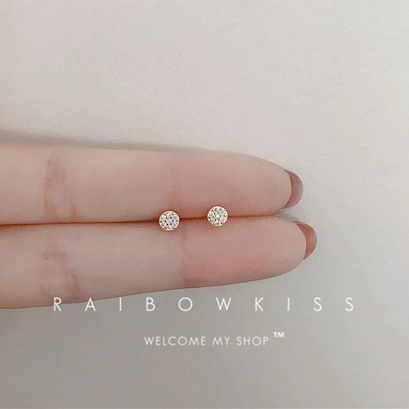 Tibetan Silver Mini Crystal Butterfly Sweet Stud Earrings for Women Flower Helix Cartilage Tragus Lobe Teen Ear Piercing Jewelry