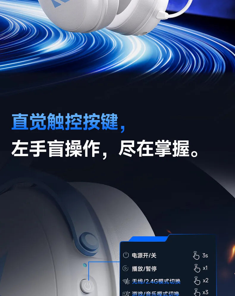 Newly Upgraded MCHOSE V9 Pro Over-Ear Gaming Headset with Four-Mode Connectivity Long Battery Life for Gaming and Entertainment