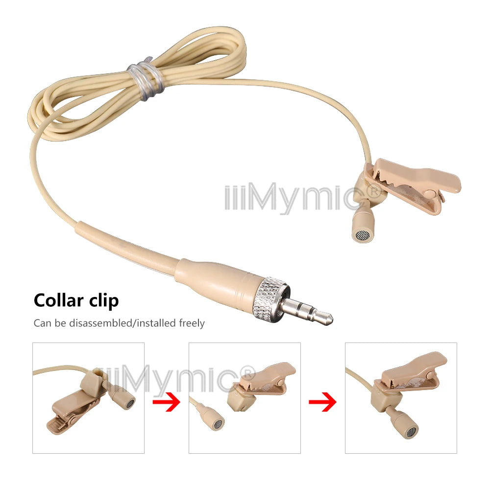 iiiMymic Skin Lavalier Microphone Uni-directional Lapel Mic For Sennheiser Wireless Transmitter BodyPack 3.5mm Locking Plug