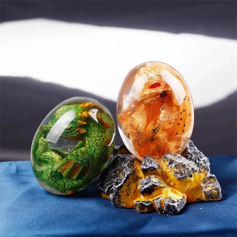 Lava Dragon Egg Statue With Stand Base Dinosaur Egg Resin Figurines Sculpture Tabletop Showpiece Home Art Decoration Craft Gift