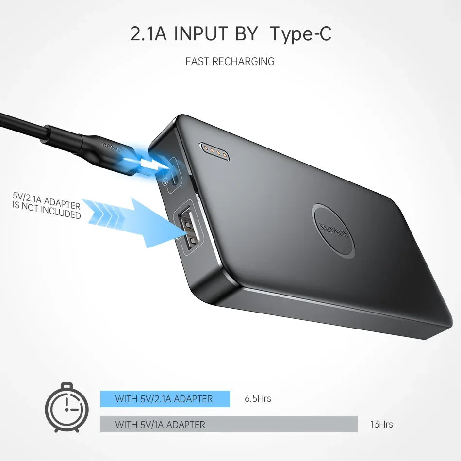 ROMOSS PPB10 Power Bank 10000 mAh 10W  Charging Powerbank PD1.0 QC3.0 Portable Battery Charger For xiaomi iphone Huawei