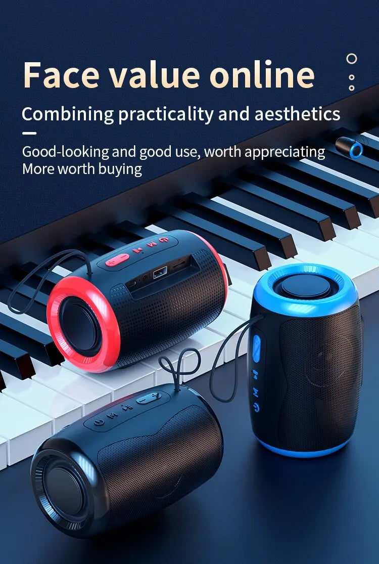 TSN-1 Portable Speaker Wireless Bluetooth Speakers with 5.3 Stereo FM/SD/USB Disk/Aux Modes Waterproof for Outdoor Hifi Sound