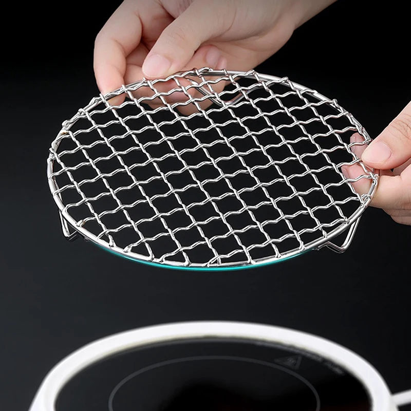 HOT! Round Air Fryer Rack With Legs Stackable Grid Grilling Rack Stainless Steel Anti-corrosion For Home Kitchen Oven Steamer